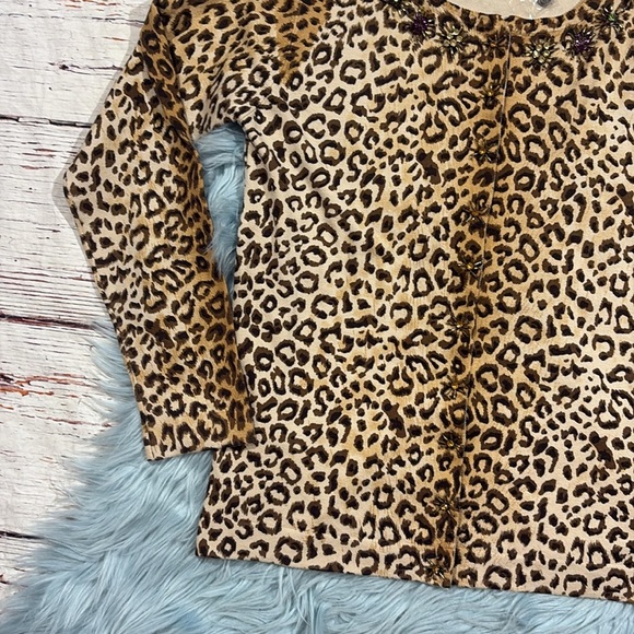 Charlotte Tarantola Cheetah Lightweight Sequin Silk Blend Cardigan - Picture 4 of 11